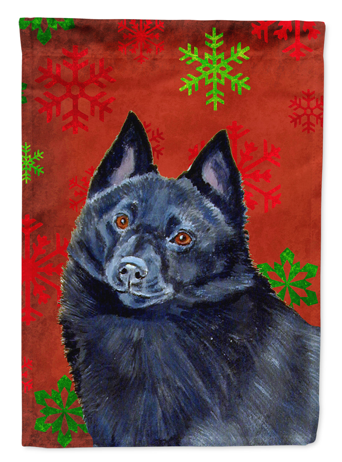 Schipperke Red and Green Snowflakes Holiday Christmas Garden Flag Mailbox Decorative Yard Banner Outside Patio Artwork for Flower Beds, Garden Size, Multicolor