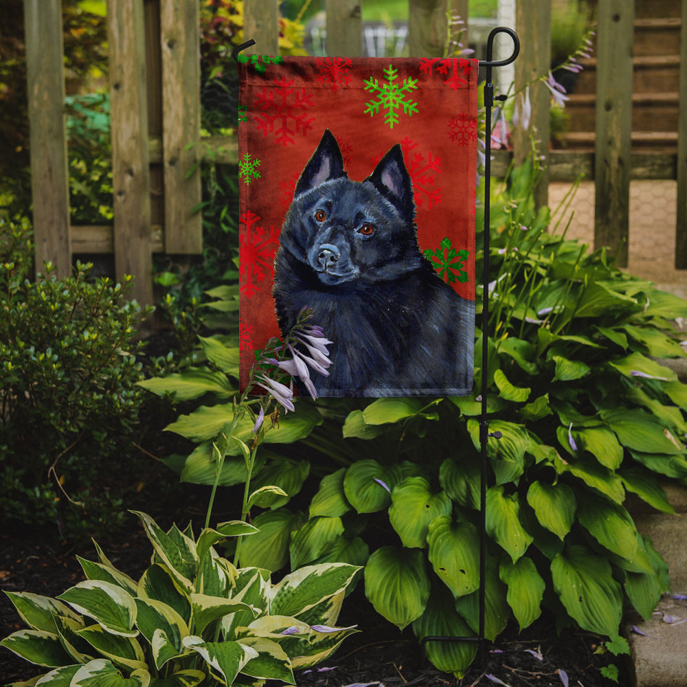 Schipperke Red and Green Snowflakes Holiday Christmas Garden Flag Mailbox Decorative Yard Banner Outside Patio Artwork for Flower Beds, Garden Size, Multicolor