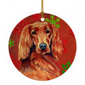 Irish Setter Red and Green Snowflakes Holiday Christmas Ceramic Ornament Christmas Tree Hanging Decorations for Home Christmas Holiday, Party, Gift, 3 in, Multicolor