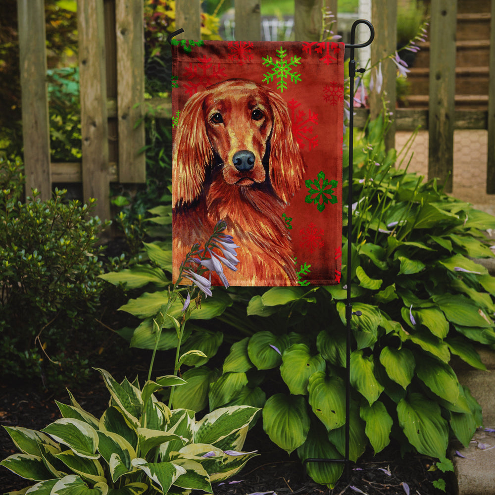 Irish Setter Red and Green Snowflakes Holiday Christmas Garden Flag Mailbox Decorative Yard Banner Outside Patio Artwork for Flower Beds, Garden Size, Multicolor