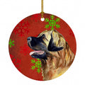 Leonberger Red and Green Snowflakes Holiday Christmas Ceramic Ornament Christmas Tree Hanging Decorations for Home Christmas Holiday, Party, Gift, 3 in, Multicolor