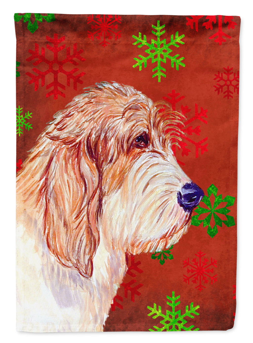 Petit Basset Griffon Vendeen Red Green Snowflake Christmas Garden Flag Mailbox Decorative Yard Banner Outside Patio Artwork for Flower Beds, Garden Size, Multicolor