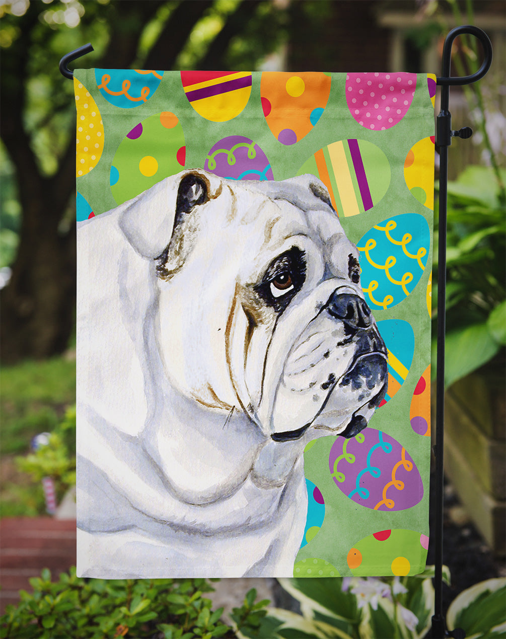 Bulldog English Easter Eggtravaganza Garden Flag Mailbox Decorative Yard Banner Outside Patio Artwork for Flower Beds, Garden Size, Multicolor