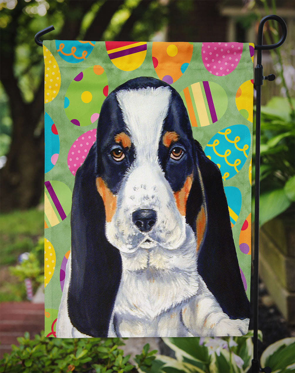 Basset Hound Easter Eggtravaganza Garden Flag Mailbox Decorative Yard Banner Outside Patio Artwork for Flower Beds, Garden Size, Multicolor