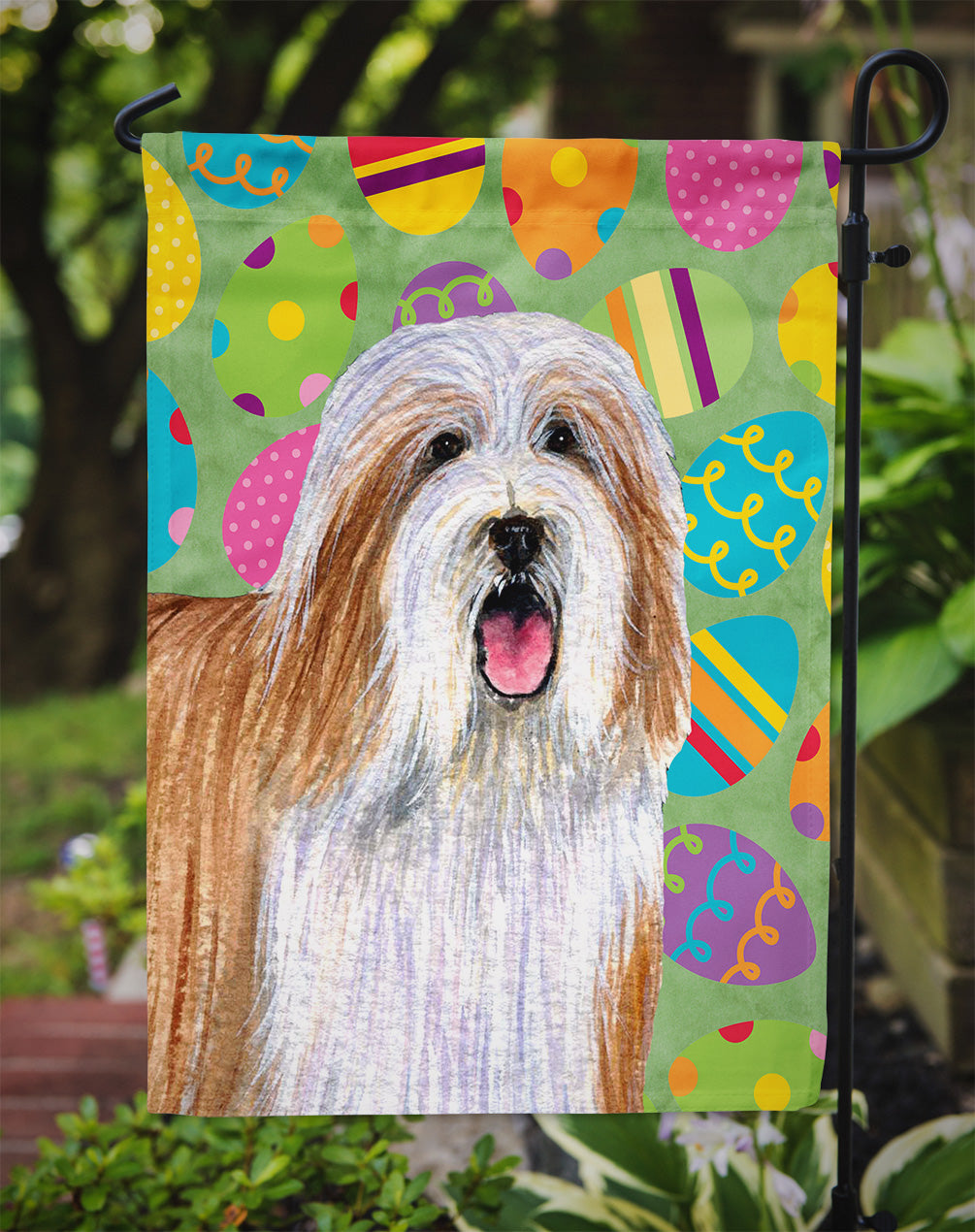 Bearded Collie Easter Eggtravaganza Garden Flag Mailbox Decorative Yard Banner Outside Patio Artwork for Flower Beds, Garden Size, Multicolor