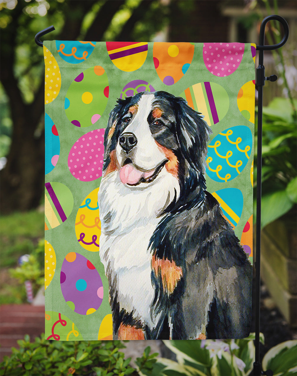 Bernese Mountain Dog Easter Eggtravaganza Garden Flag Mailbox Decorative Yard Banner Outside Patio Artwork for Flower Beds, Garden Size, Multicolor