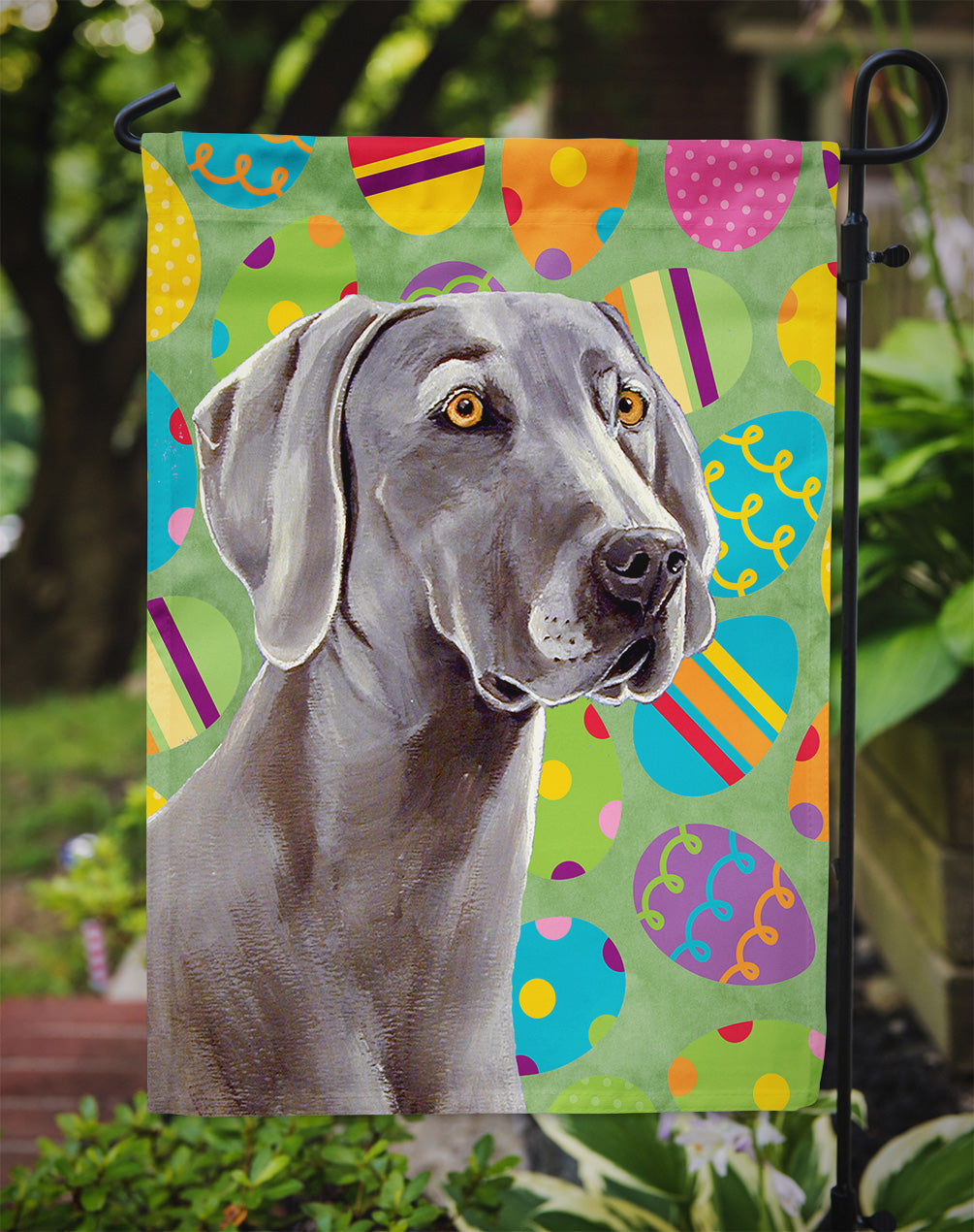 Weimaraner Easter Eggtravaganza Garden Flag Mailbox Decorative Yard Banner Outside Patio Artwork for Flower Beds, Garden Size, Multicolor