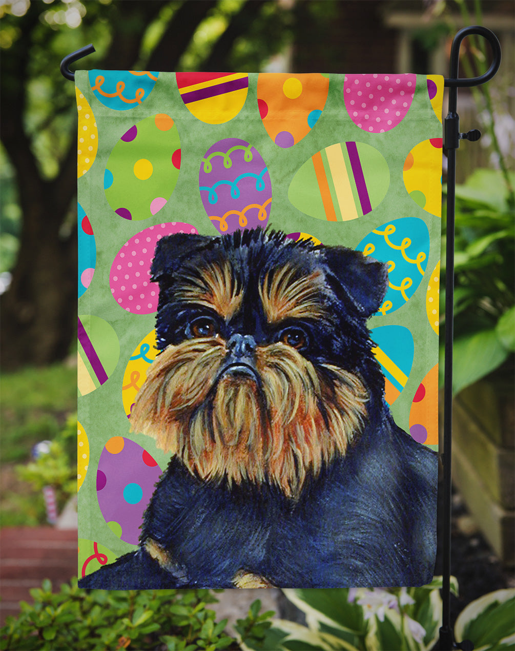 Brussels Griffon Easter Eggtravaganza Garden Flag Mailbox Decorative Yard Banner Outside Patio Artwork for Flower Beds, Garden Size, Multicolor