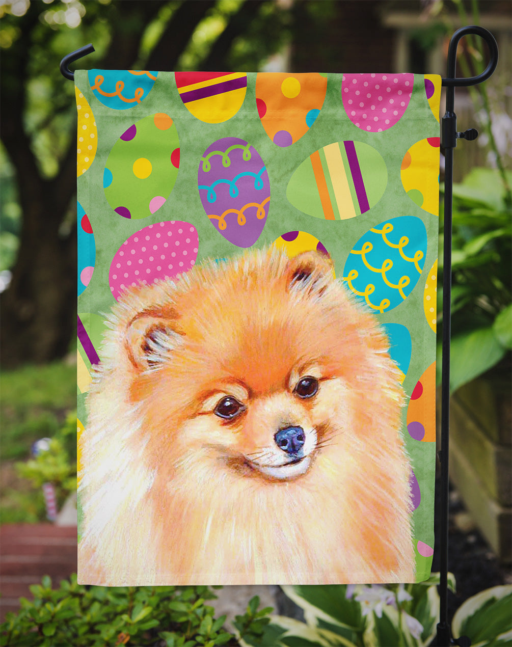 Pomeranian Easter Eggtravaganza Garden Flag Mailbox Decorative Yard Banner Outside Patio Artwork for Flower Beds, Garden Size, Multicolor