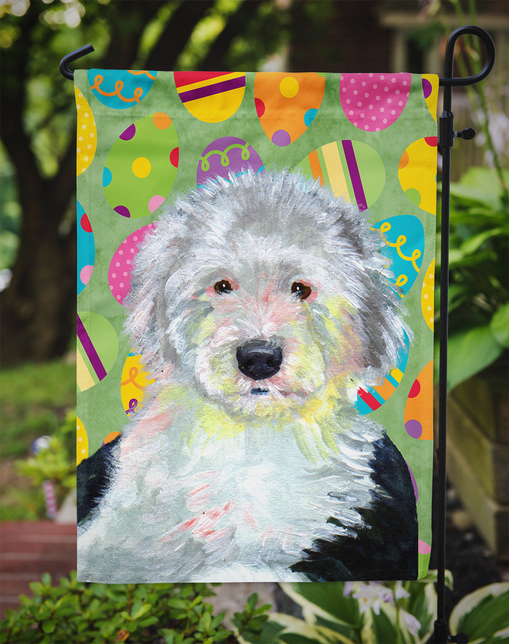 Old English Sheepdog Easter Eggtravaganza Garden Flag Mailbox Decorative Yard Banner Outside Patio Artwork for Flower Beds, Garden Size, Multicolor