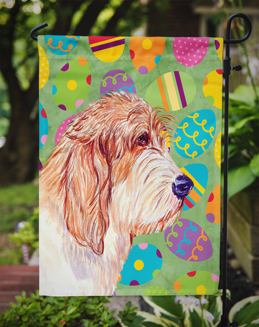 Petit Basset Griffon Vendeen Easter Eggtravaganza Garden Flag Mailbox Decorative Yard Banner Outside Patio Artwork for Flower Beds, Garden Size, Multicolor