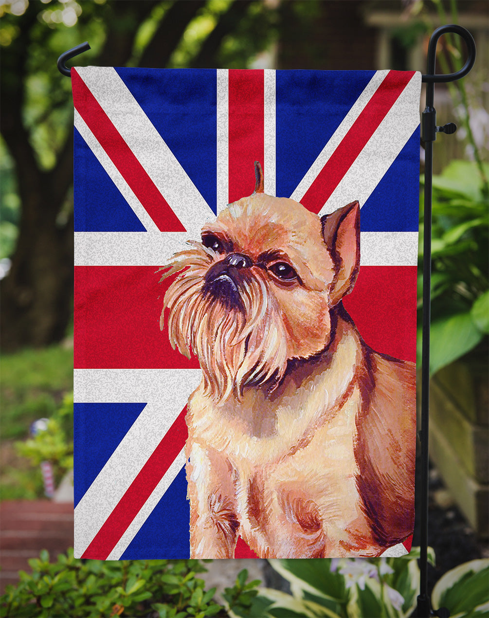 Brussels Griffon with English Union Jack British Flag Garden Flag Mailbox Decorative Yard Banner Outside Patio Artwork for Flower Beds, Garden Size, Multicolor