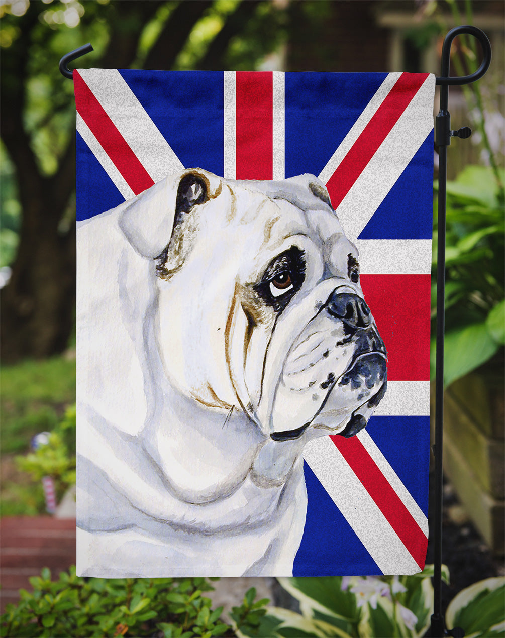 English Bulldog with English Union Jack British Flag Garden Flag Mailbox Decorative Yard Banner Outside Patio Artwork for Flower Beds, Garden Size, Multicolor
