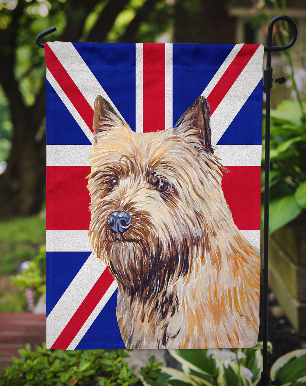 Cairn Terrier with English Union Jack British Flag Garden Flag Mailbox Decorative Yard Banner Outside Patio Artwork for Flower Beds, Garden Size, Multicolor