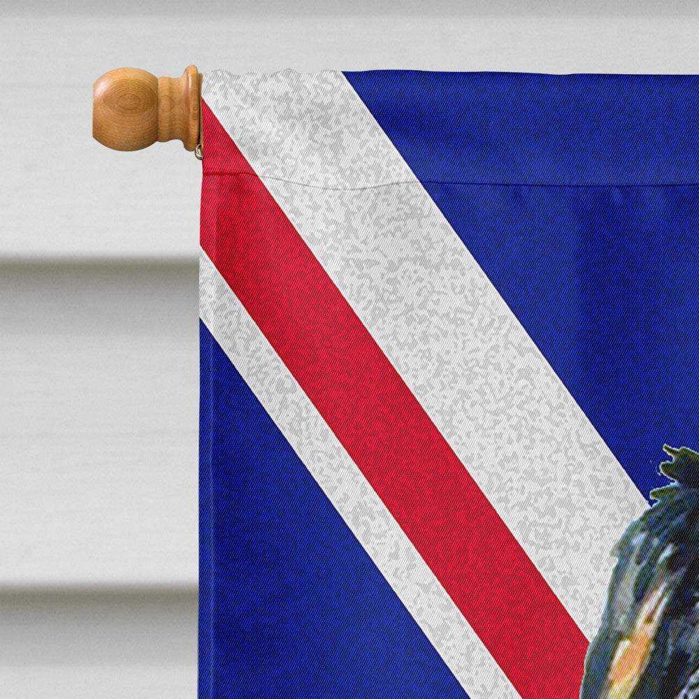 Bernese Mountain Dog with English Union Jack British Flag House Flag 28x40 Porch Sleeve Pole Decorative Outside Yard Banner Artwork Wall Hanging, Polyester