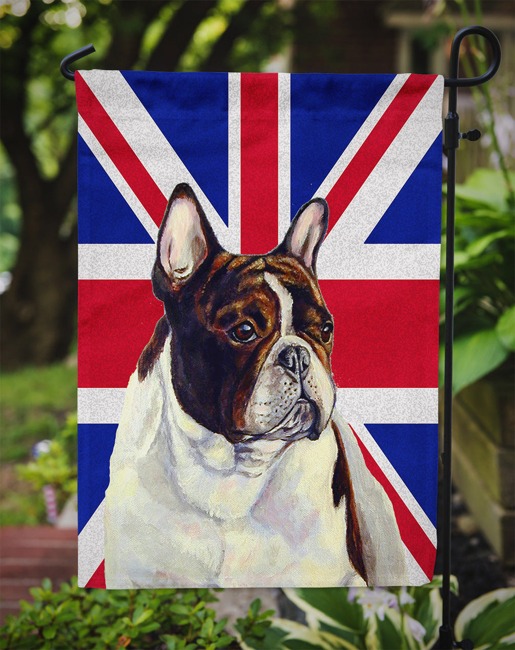 French Bulldog with English Union Jack British Flag Garden Flag Mailbox Decorative Yard Banner Outside Patio Artwork for Flower Beds, Garden Size, Multicolor