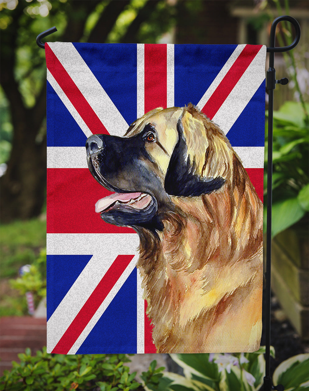 Leonberger with English Union Jack British Flag Garden Flag Mailbox Decorative Yard Banner Outside Patio Artwork for Flower Beds, Garden Size, Multicolor