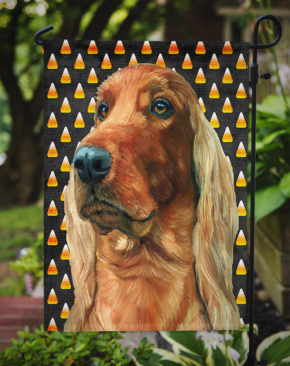 Irish Setter Candy Corn Halloween Garden Flag Mailbox Decorative Yard Banner Outside Patio Artwork for Flower Beds, Garden Size, Multicolor