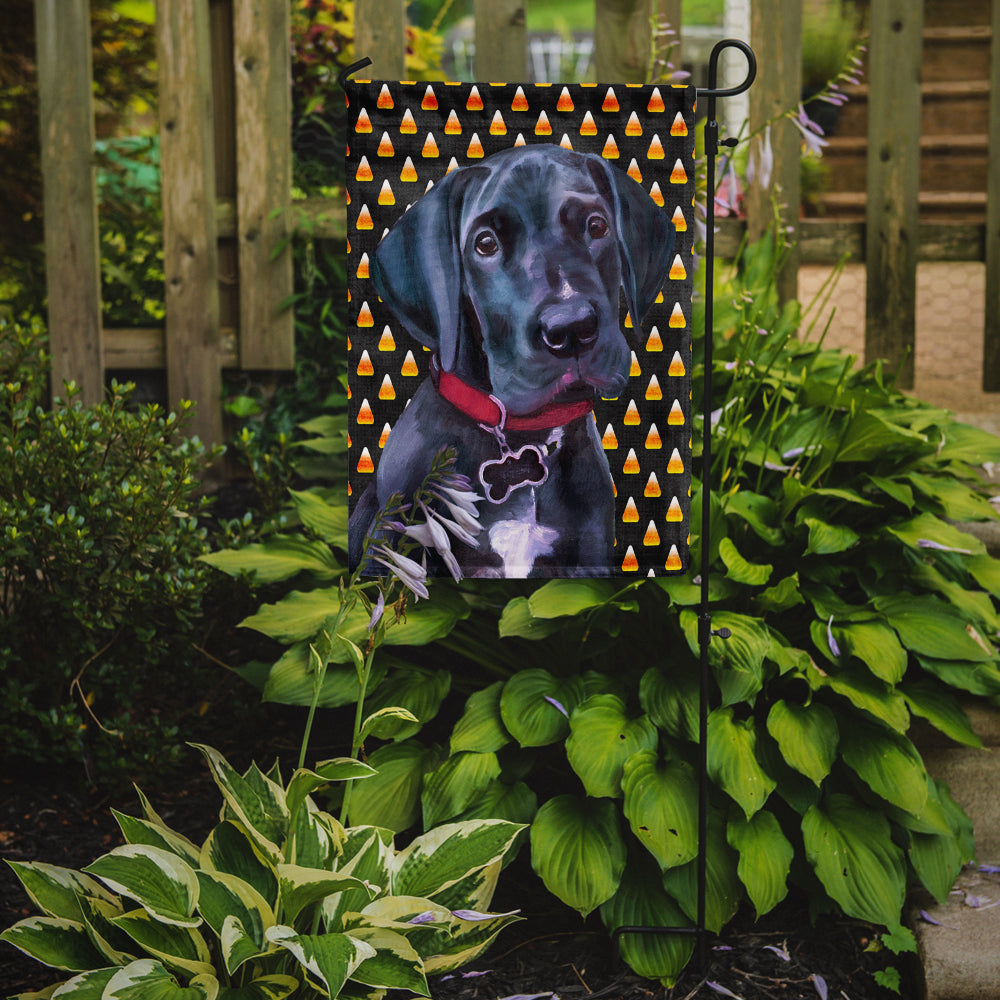 Black Great Dane Puppy Candy Corn Halloween Garden Flag Mailbox Decorative Yard Banner Outside Patio Artwork for Flower Beds, Garden Size, Multicolor