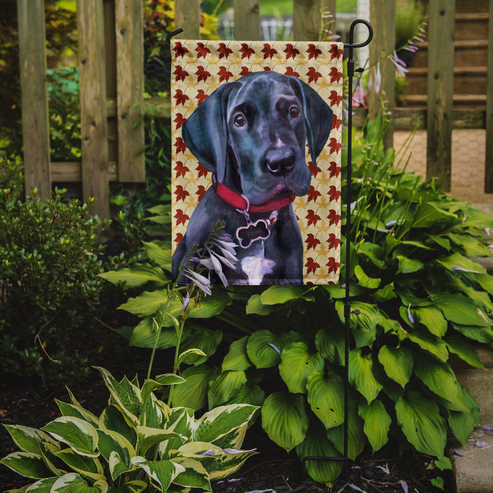 Black Great Dane Puppy Fall Leaves Garden Flag Mailbox Decorative Yard Banner Outside Patio Artwork for Flower Beds, Garden Size, Multicolor