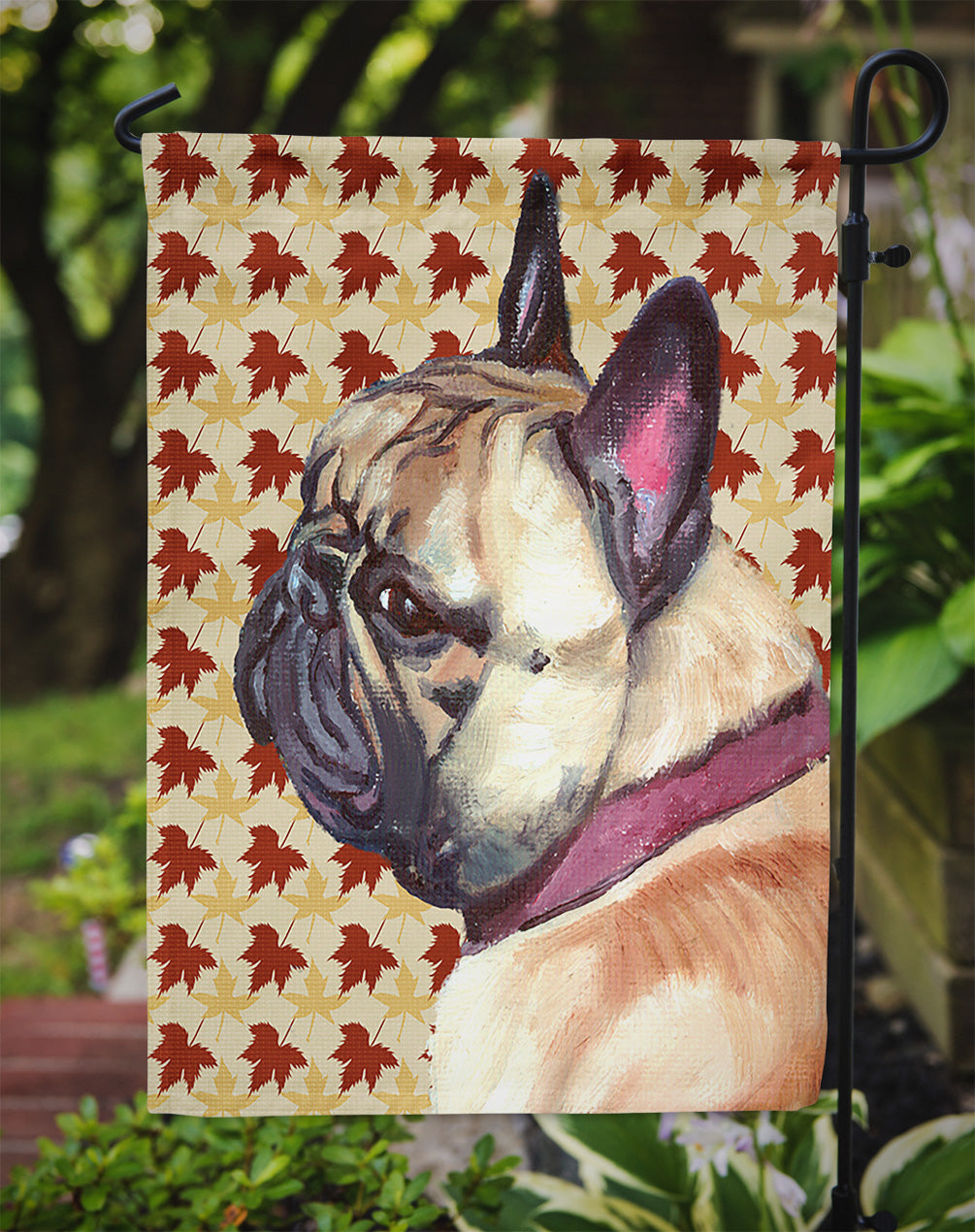 French Bulldog Frenchie Fall Leaves Garden Flag Mailbox Decorative Yard Banner Outside Patio Artwork for Flower Beds, Garden Size, Multicolor