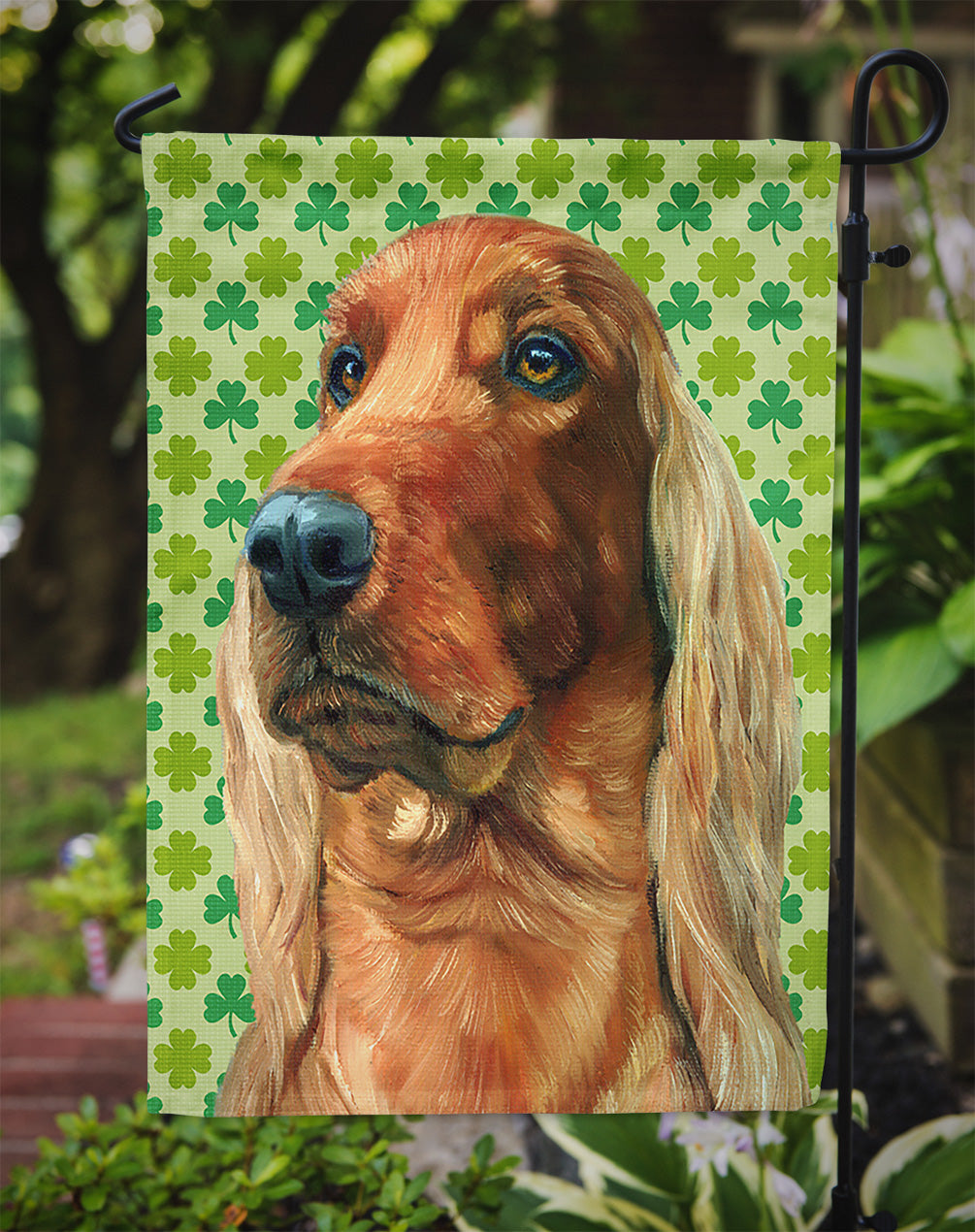 Irish Setter St. Patrick's Day Shamrock Garden Flag Mailbox Decorative Yard Banner Outside Patio Artwork for Flower Beds, Garden Size, Multicolor