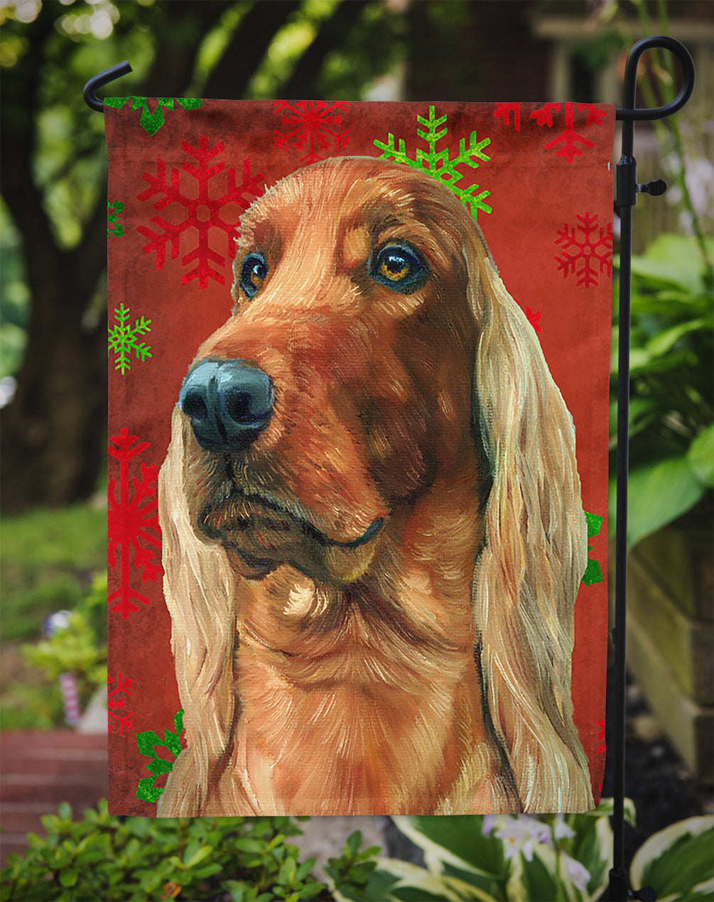 Irish Setter Red Snowflakes Holiday Christmas Garden Flag Mailbox Decorative Yard Banner Outside Patio Artwork for Flower Beds, Garden Size, Multicolor