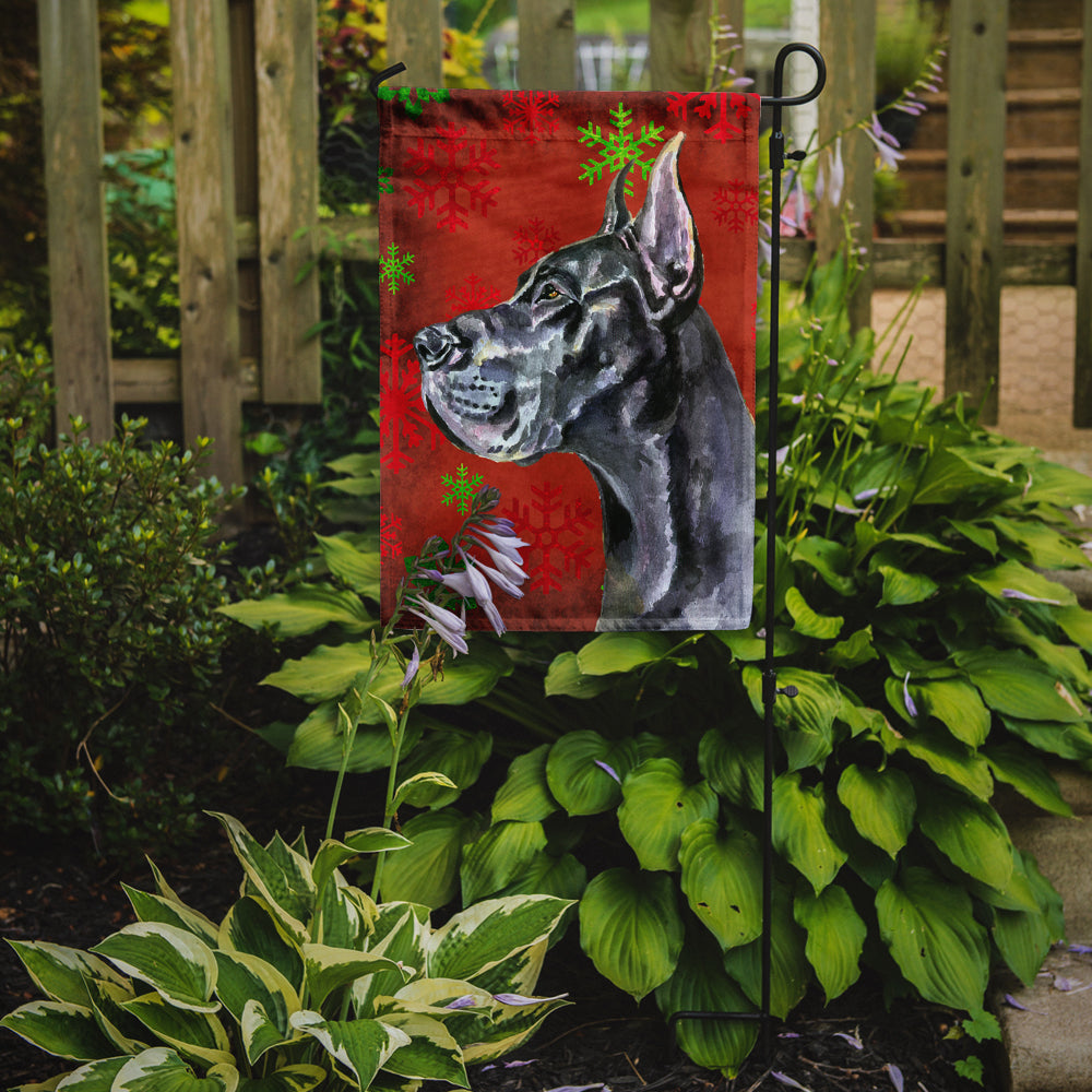 Black Great Dane Red Snowflakes Holiday Christmas Garden Flag Mailbox Decorative Yard Banner Outside Patio Artwork for Flower Beds, Garden Size, Multicolor
