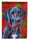 Black Great Dane Puppy Red Snowflakes Holiday Christmas Garden Flag Mailbox Decorative Yard Banner Outside Patio Artwork for Flower Beds, Garden Size, Multicolor