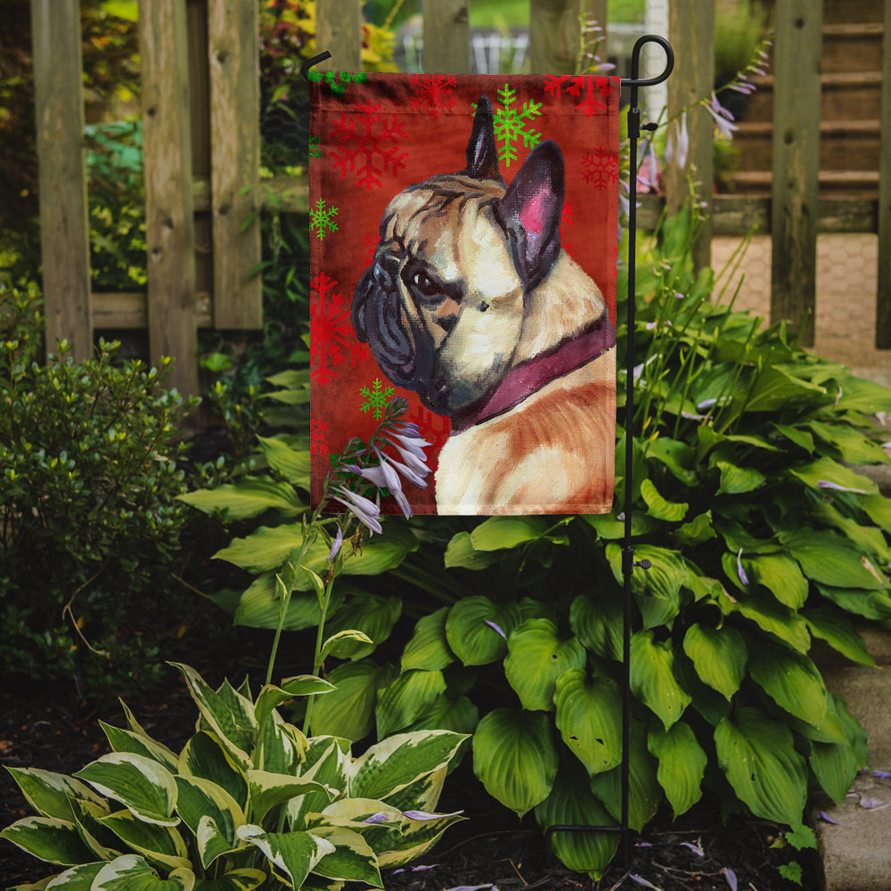 French Bulldog Frenchie Red Snowflakes Holiday Christmas Garden Flag Mailbox Decorative Yard Banner Outside Patio Artwork for Flower Beds, Garden Size, Multicolor