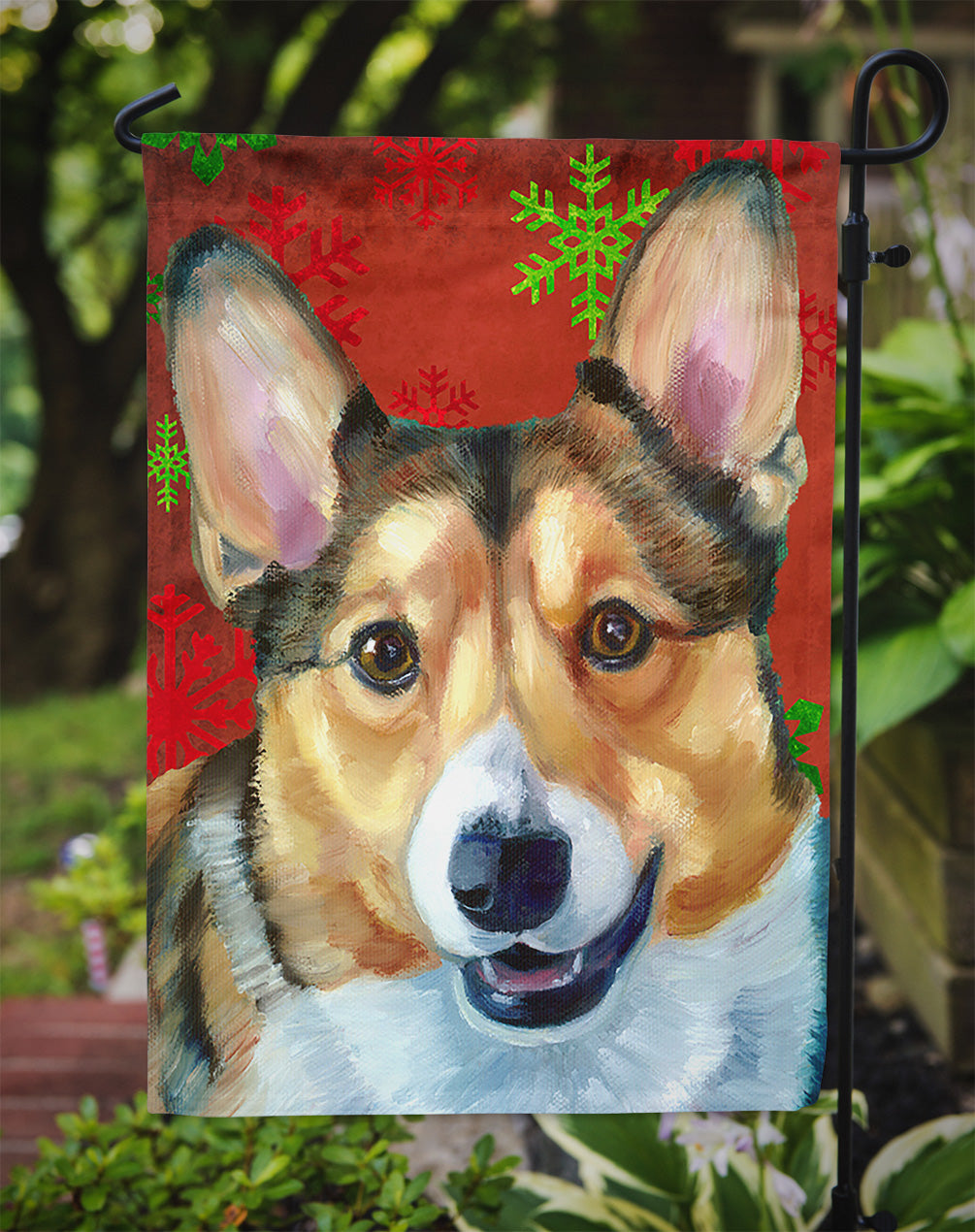 Corgi Red Snowflakes Holiday Christmas Garden Flag Mailbox Decorative Yard Banner Outside Patio Artwork for Flower Beds, Garden Size, Multicolor