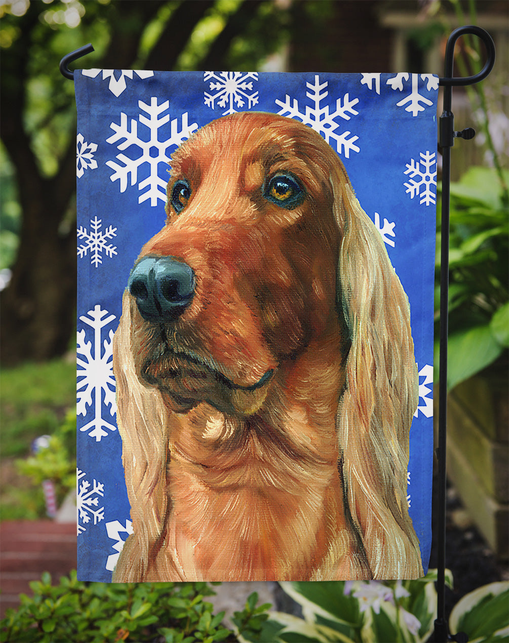 Irish Setter Winter Snowflakes Holiday Garden Flag Mailbox Decorative Yard Banner Outside Patio Artwork for Flower Beds, Garden Size, Multicolor
