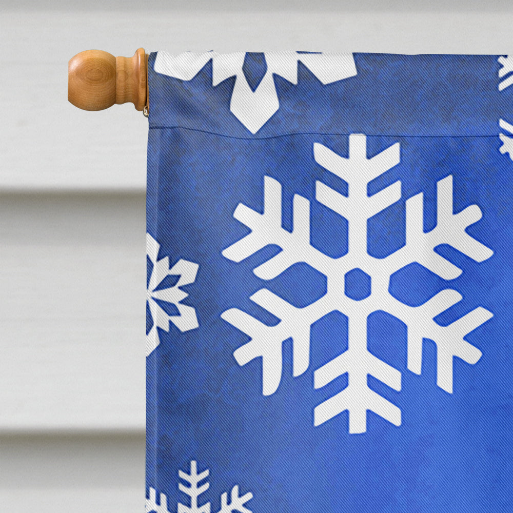 Black Great Dane Winter Snowflakes Holiday House Flag 28x40 Porch Sleeve Pole Decorative Outside Yard Banner Artwork Wall Hanging, Polyester