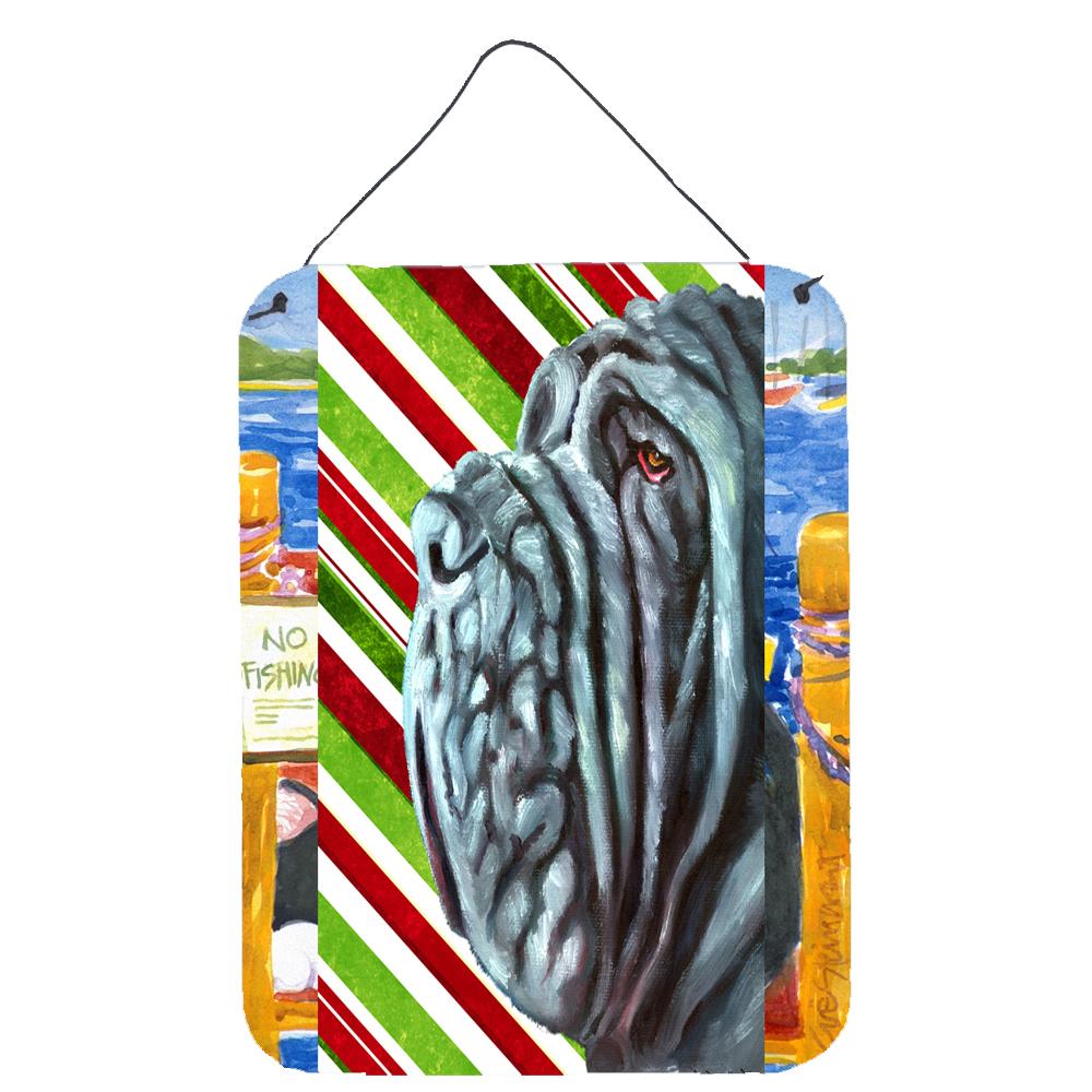 Neapolitan Mastiff Candy Cane Holiday Christmas Wall or Door Hanging Prints Aluminum Metal Sign Kitchen Wall Bar Bathroom Plaque Home Decor Front Door Plaque, 12x16, Multicolor