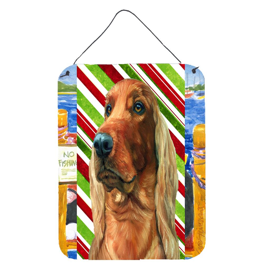 Irish Setter Candy Cane Holiday Christmas Wall or Door Hanging Prints Aluminum Metal Sign Kitchen Wall Bar Bathroom Plaque Home Decor Front Door Plaque, 12x16, Multicolor