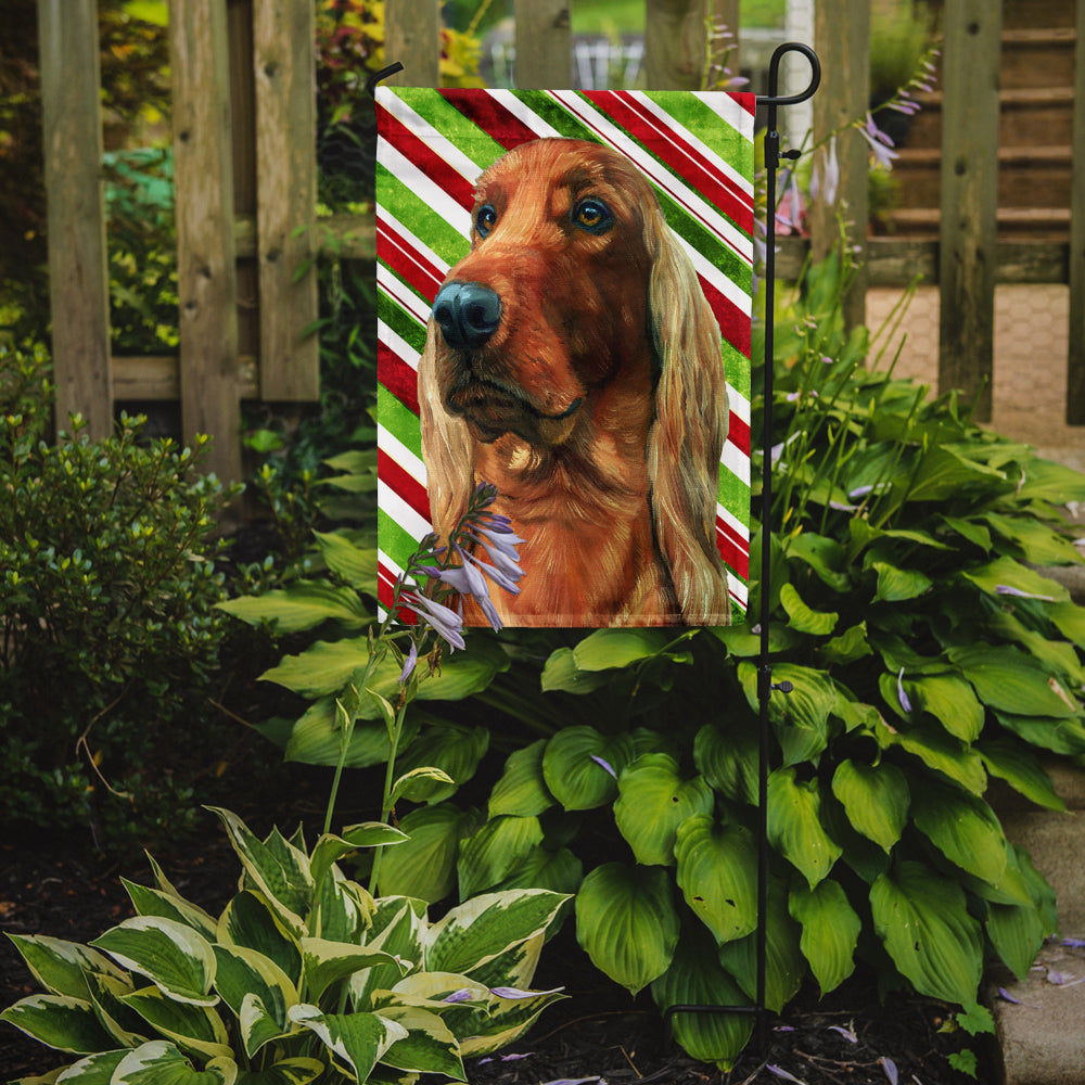 Irish Setter Candy Cane Holiday Christmas Garden Flag Mailbox Decorative Yard Banner Outside Patio Artwork for Flower Beds, Garden Size, Multicolor