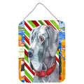 Great Dane Candy Cane Holiday Christmas Wall or Door Hanging Prints Aluminum Metal Sign Kitchen Wall Bar Bathroom Plaque Home Decor Front Door Plaque, 12x16, Multicolor