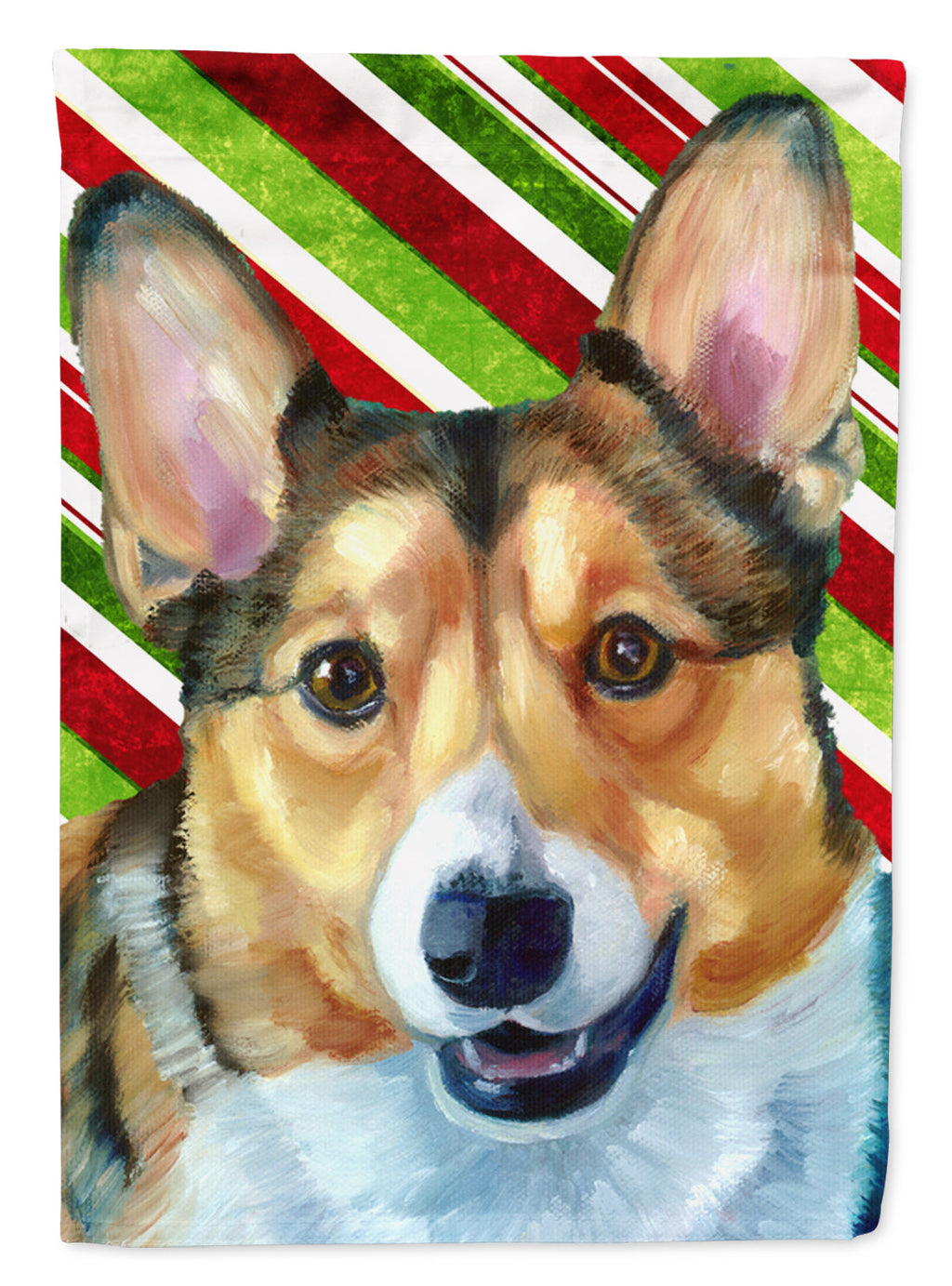 Corgi Candy Cane Holiday Christmas Garden Flag Mailbox Decorative Yard Banner Outside Patio Artwork for Flower Beds, Garden Size, Multicolor