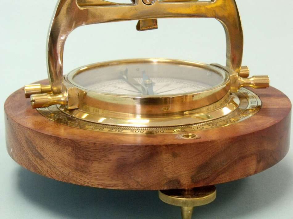 Solid Brass Alidade Compass 14""