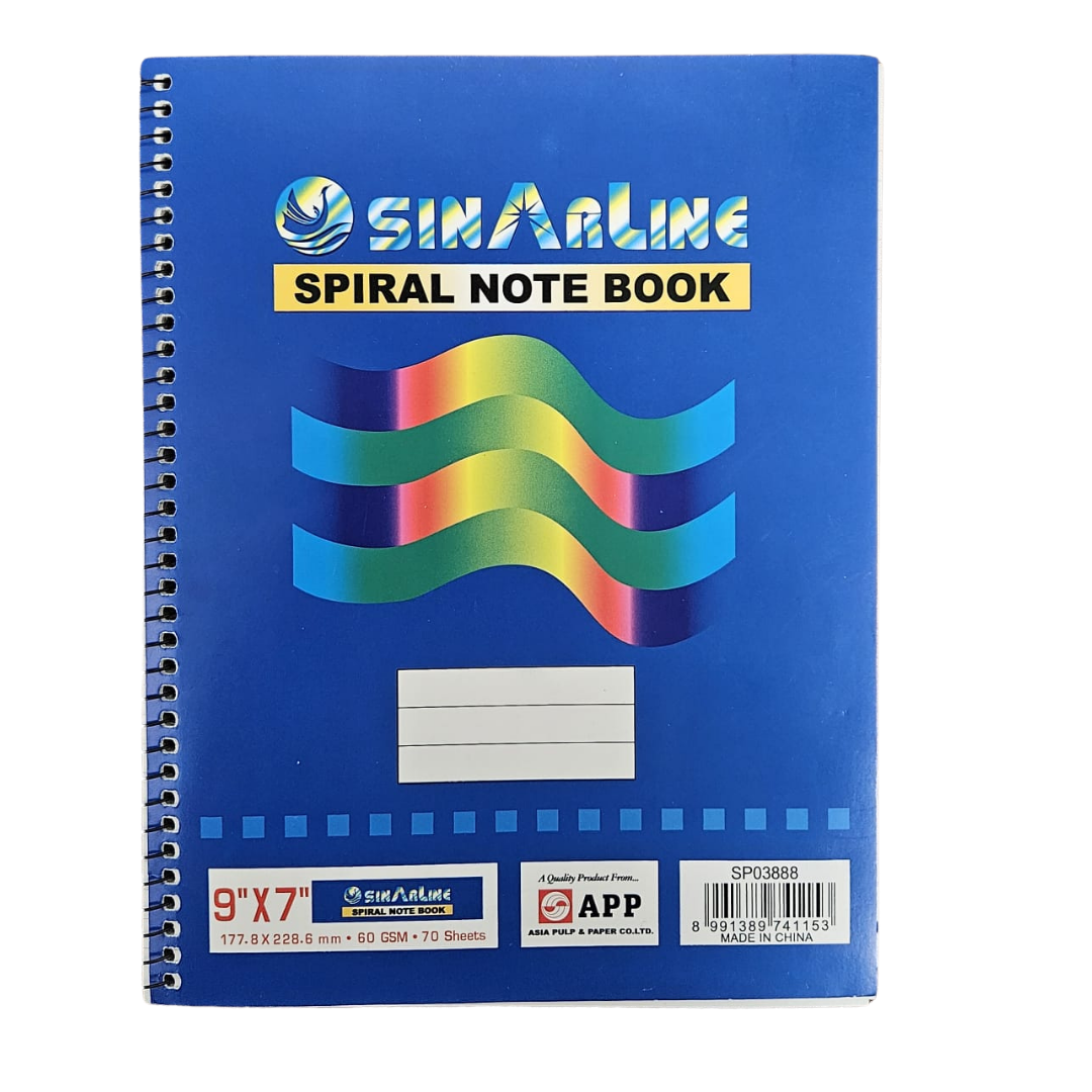 SinAline Spiral Note Book (9?×7?, 80 Sheets)