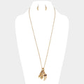 Metal elephant & horn multi-charm long necklace