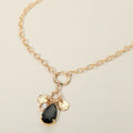 Teardrop Oval Stone Cluster Textured Medal Pendant Long Necklace