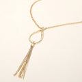 Open Teardrop Tassel Drop Pendant Long Necklace