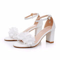 Lady Round Head Square Heel Thick Heel Shoes. Shallow Mouth.