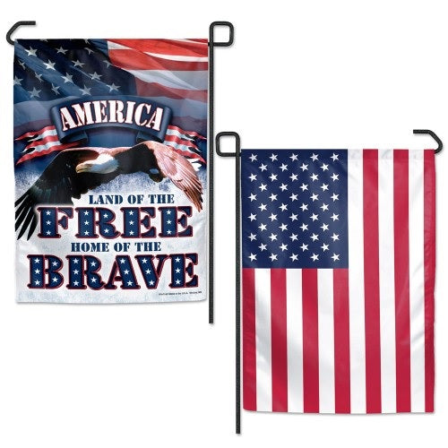 Land of the Free Garden Flag 2 Sided Patriotic US