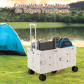 Large Foldable Utility Cart with 2-Tier Storage Crates and Telescoping Handle