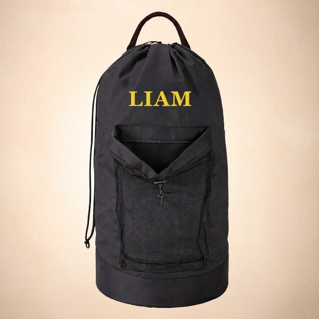 Personalized Black Laundry Bag – Embroidered Name