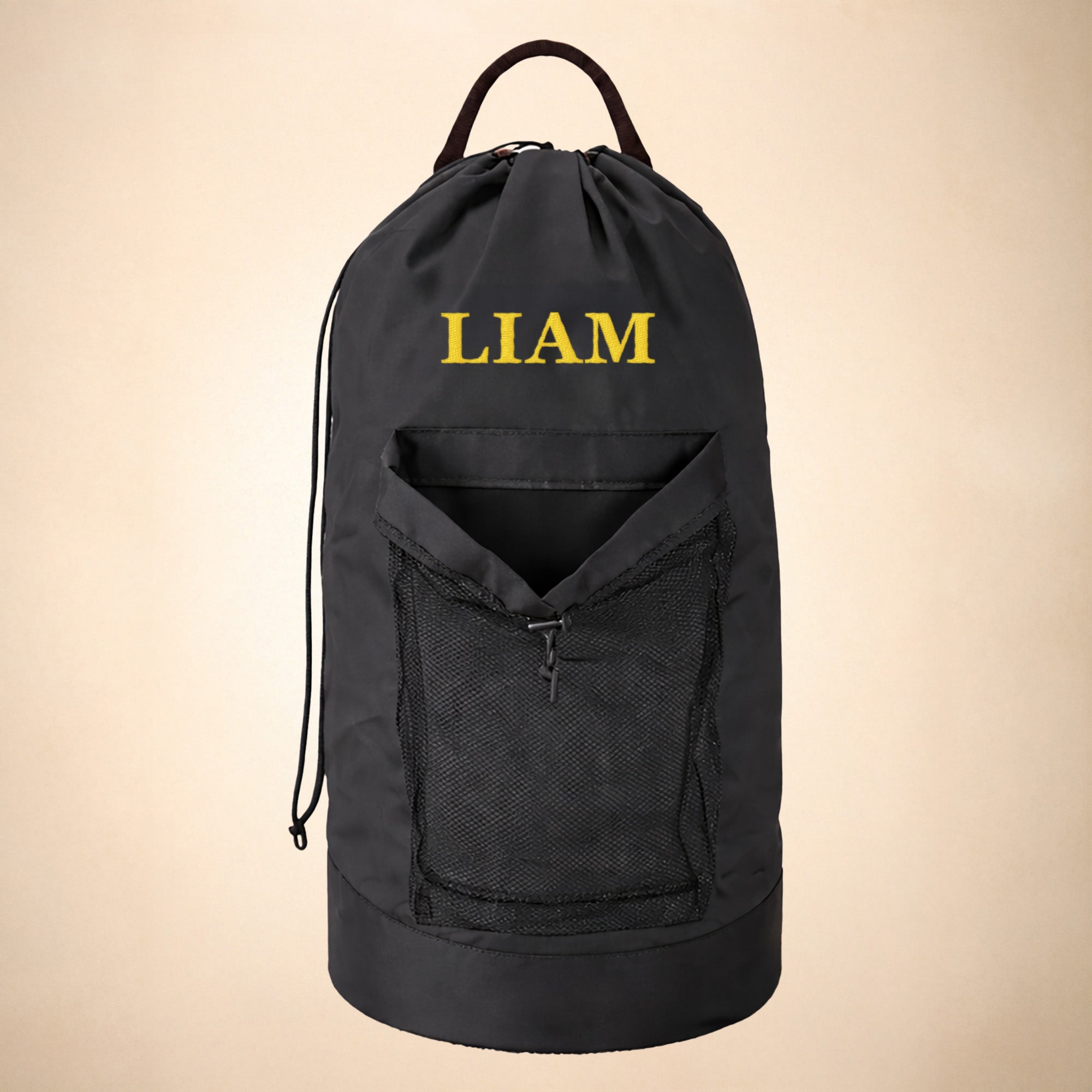 Personalized Black Laundry Bag – Embroidered Name