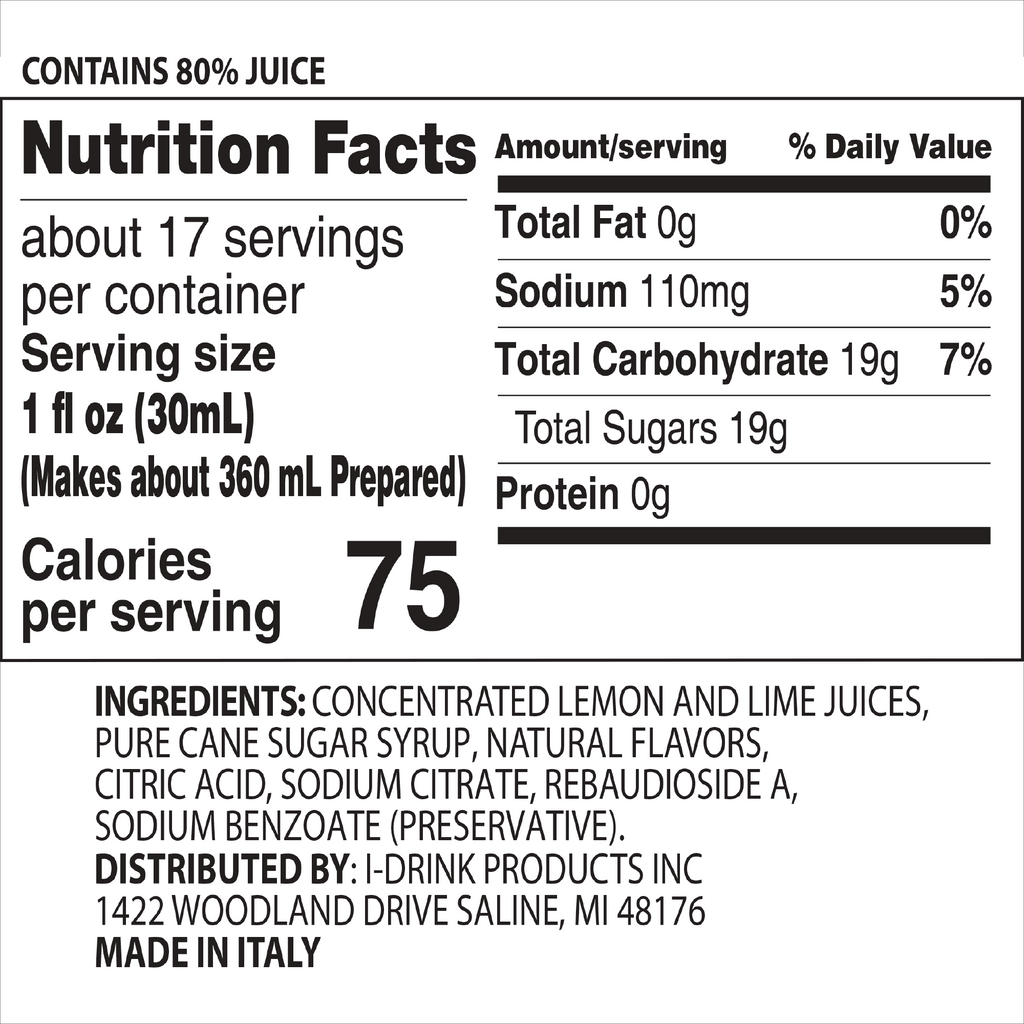 Lemon Lime Premium Italian Syrup