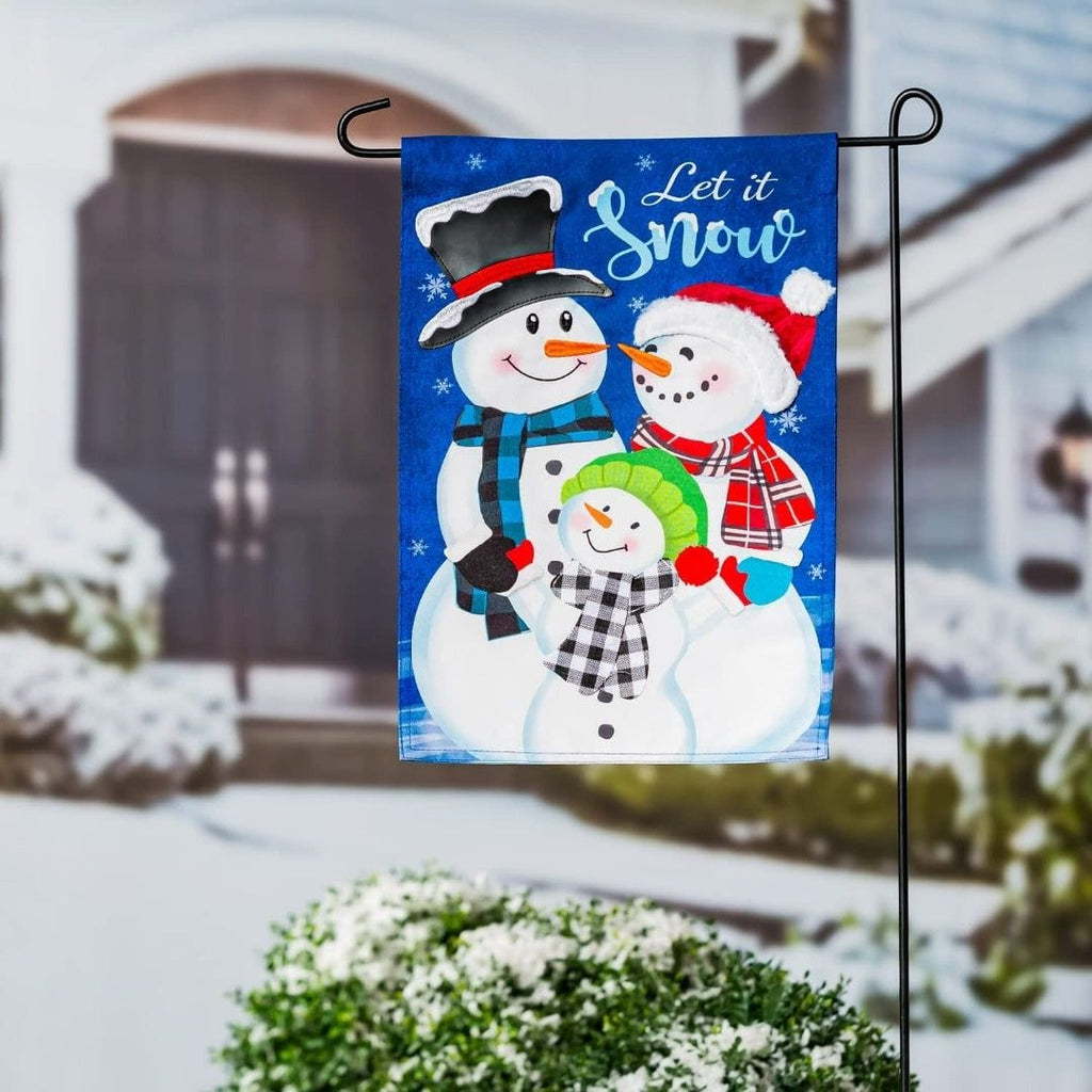 Let It Snow Family Garden Flag 2 Sided Decorative Winter